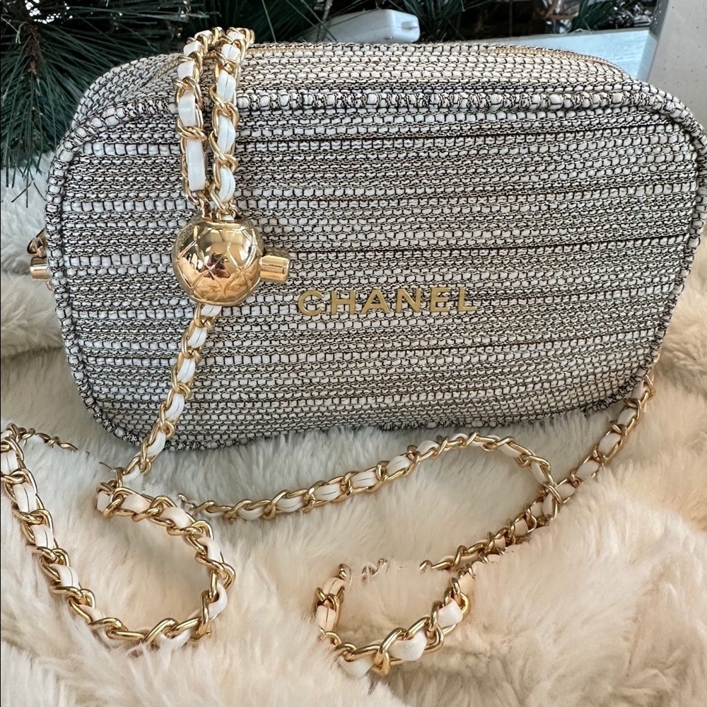 Authentic Chanel Tweed Makeup Bag
